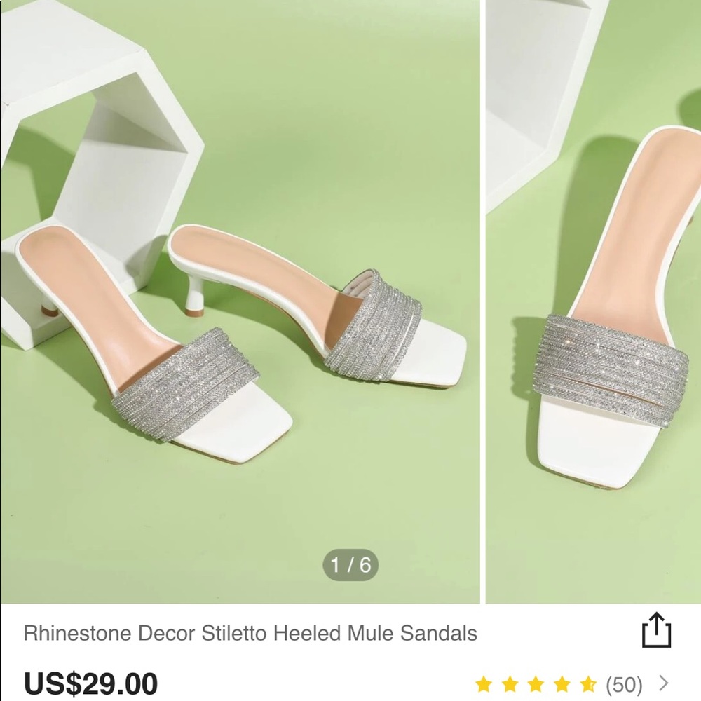 Wedding Rhinestone Decor Stiletto Heeled Mule Sandals